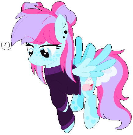 Size: 436x443 | Tagged: safe, artist:bezziie, derpibooru import, oc, oc:strawberry pie, unofficial characters only, pegasus, pony, clothes, female, mare, simple background, solo, sweater, transparent background