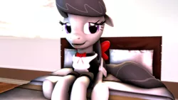 Size: 3840x2160 | Tagged: safe, artist:quicktimepony, derpibooru import, octavia melody, 3d, bed, clothes, cute, hooves, maid, octamaid, pillow, sitting, solo, source filmmaker, tail, tavibetes, window