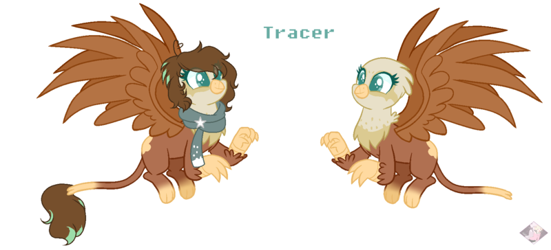 Size: 1690x768 | Tagged: artist:themisslittledevil, bald, clothes, derpibooru import, female, hippogriff, oc, oc:tracer, offspring, parent:cheese sandwich, parent:greta, safe, scarf, simple background, solo, transparent background, unofficial characters only