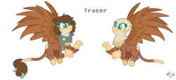 Size: 1690x768 | Tagged: artist:themisslittledevil, bald, clothes, derpibooru import, female, hippogriff, oc, oc:tracer, offspring, parent:cheese sandwich, parent:greta, safe, scarf, simple background, solo, transparent background, unofficial characters only