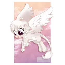 Size: 800x800 | Tagged: safe, artist:mimijuliane, derpibooru import, oc, oc:adelina, unofficial characters only, gryphon, female, flying, solo