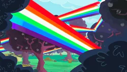 Size: 1280x720 | Tagged: safe, derpibooru import, screencap, family appreciation day, apple, apple tree, food, no pony, orchard, rainbow, tree, unripe zap apple, zap apple, zap apple tree