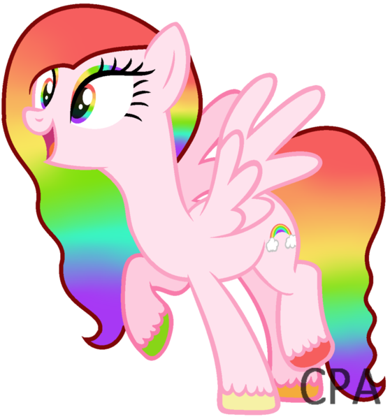 Size: 1024x1102 | Tagged: safe, artist:cindydreamlight, derpibooru import, oc, oc:pink rainbow, unofficial characters only, pegasus, pony, female, mare, multicolored eyes, rainbow hair, simple background, solo, transparent background