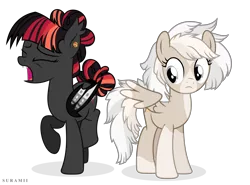 Size: 5824x4320 | Tagged: safe, artist:suramii, derpibooru import, oc, oc:cuddy, oc:night vision, unofficial characters only, bat pony, pegasus, pony, unicorn, absurd resolution, bat pony oc, coat markings, eyes closed, open mouth, race swap, raised hoof, screaming, simple background, socks (coat marking), star (coat marking), transparent background