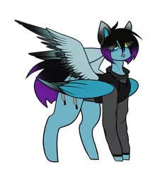 Size: 1527x1668 | Tagged: safe, artist:despotshy, derpibooru import, oc, oc:despy, oc:tyler, unofficial characters only, pegasus, pony, seraph, clothes, fusion, hoodie, multiple wings, simple background, solo, tongue out, transparent background