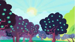 Size: 1283x720 | Tagged: safe, derpibooru import, screencap, family appreciation day, apple tree, flower, no pony, orchard, tree, zap apple flower, zap apple tree