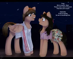 Size: 3100x2500 | Tagged: safe, artist:tigra0118, derpibooru import, ponified, pony, disney, female, gabriella montez, high school musical, male, mare, non-mlp shipping, singing, smiling, stallion, straight, troy bolton