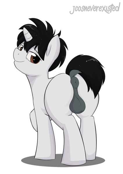 Size: 905x1280 | Tagged: anus, artist:jcosneverexisted, balls, colt, derpibooru import, dock, explicit, foalcon, looking back, male, nudity, oc, oc:creative flair, ponut, solo, solo male, unofficial characters only