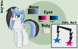 Size: 1544x974 | Tagged: safe, artist:ipandacakes, derpibooru import, oc, oc:half-note, unofficial characters only, pony, unicorn, female, heterochromia, mare, offspring, parent:neon lights, parent:vinyl scratch, parents:vinylights, reference sheet, solo