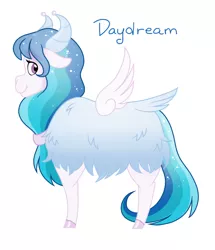 Size: 749x871 | Tagged: artist:patchworkpupper, derpibooru import, ethereal mane, female, hybrid, interspecies offspring, oc, oc:daydream, offspring, parent:prince rutherford, parent:princess celestia, parents:ruthlestia, safe, simple background, solo, unofficial characters only, white background, yakony