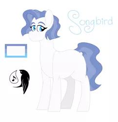 Size: 1287x1327 | Tagged: safe, artist:patchworkpupper, derpibooru import, oc, oc:songbird, unofficial characters only, earth pony, pony, female, mare, offspring, parent:fluttershy, parent:prince blueblood, parents:blueshy, simple background, solo, white background