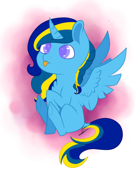 Size: 1191x1489 | Tagged: safe, artist:minetane, derpibooru import, oc, oc:aquamarine shard, unofficial characters only, alicorn, alicorn oc, cel shading, chibi, female, simple background, solo, tongue out, transparent background