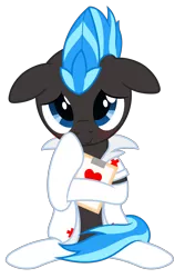 Size: 4000x6000 | Tagged: artist:waveywaves, blushing, boop, clipboard, clothes, derpibooru import, male, nurse outfit, oc, oc:nimbus, safe, self-boop, simple background, socks, solo, stallion, transparent background, unofficial characters only, vector