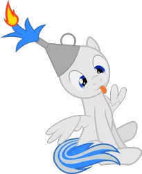 Size: 2000x2441 | Tagged: safe, artist:waveywaves, derpibooru import, oc, oc:snowstorm, unofficial characters only, pegasus, pony, :p, derp, fire, funnel, funnel hat, male, mane on fire, simple background, solo, stallion, tongue out, transparent background, vector