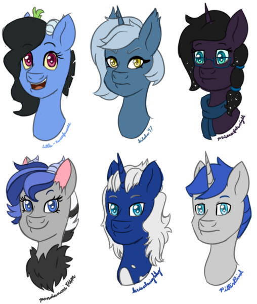 Size: 600x709 | Tagged: artist:becca-the-baka, bust, derpibooru import, hybrid, interspecies offspring, oc, oc:bella notte, oc:calypso, oc:dreamcatcher, oc:midnight rider, oc:orion, oc:princess nidra, offspring, parent:discord, parent:oc:supernova, parent:princess luna, parents:canon x oc, parents:lunacord, parents:lunapip, parent:unnamed oc, safe, simple background, transparent background, unofficial characters only