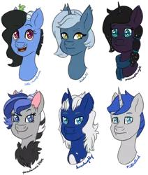 Size: 600x709 | Tagged: artist:becca-the-baka, bust, derpibooru import, hybrid, interspecies offspring, oc, oc:bella notte, oc:calypso, oc:dreamcatcher, oc:midnight rider, oc:orion, oc:princess nidra, offspring, parent:discord, parent:oc:supernova, parent:princess luna, parents:canon x oc, parents:lunacord, parents:lunapip, parent:unnamed oc, safe, simple background, transparent background, unofficial characters only