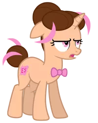 Size: 5461x6820 | Tagged: safe, artist:estories, derpibooru import, oc, oc:pink rose, oc:think pink, unofficial characters only, pony, unicorn, absurd resolution, bowtie, female, mare, rule 63, simple background, solo, transparent background, unamused, vector