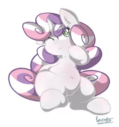 Size: 1100x1165 | Tagged: artist:patoriotto, belly button, chubbie belle, chubby, cute, derpibooru import, diasweetes, fat, safe, solo, sweetie belle, sweetie belly, weapons-grade cute