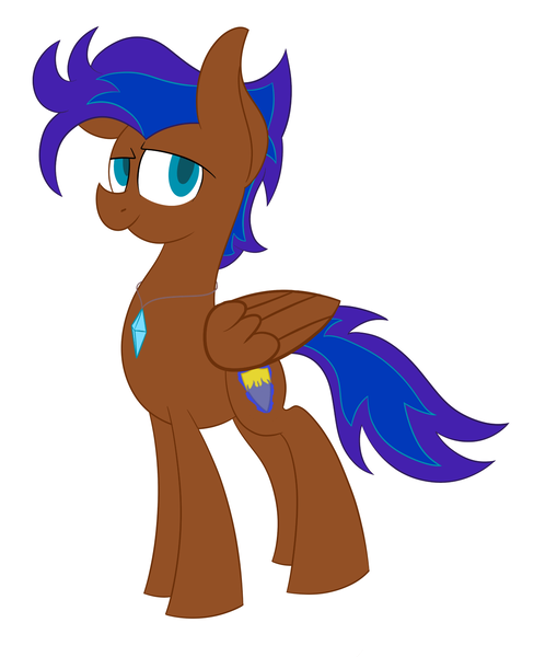 Size: 1200x1415 | Tagged: safe, artist:bluey, artist:miroslav46, derpibooru import, oc, oc:nimble wing, unofficial characters only, pegasus, pony, jewelry, male, necklace, simple background, smug, solo, white background