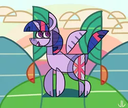 Size: 3800x3200 | Tagged: safe, artist:docwario, derpibooru import, twilight sparkle, twilight sparkle (alicorn), alicorn, pony, abstract, cloud, cubism, female, geometry, horn, mare, modern art, sky, solo, wings