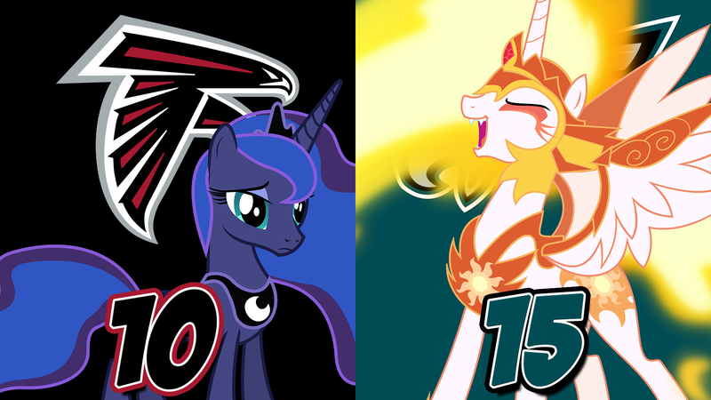 Size: 1920x1080 | Tagged: american football, artist:90sigma, artist:askometa, atlanta falcons, daybreaker, derpibooru import, nfc divisional round, nfl, nfl divisional round, nfl playoffs, obligatory pony, philadelphia eagles, princess luna, safe, sports, vector