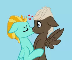 Size: 1000x831 | Tagged: safe, artist:jwwprod, derpibooru import, dumbbell, lightning dust, pegasus, pony, base used, female, floppy ears, kissing, lightningbell, love, male, mare, romance, shipping, spread wings, straight, surprise kiss, surprised, wide eyes, wingboner, wings