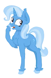 Size: 2675x4094 | Tagged: safe, artist:paskanaakka, derpibooru import, trixie, unicorn, chest fluff, colored hooves, ear fluff, female, leg fluff, mare, nose wrinkle, simple background, smiling, solo, transparent background, unshorn fetlocks