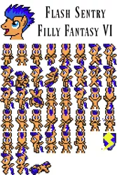 Size: 256x384 | Tagged: safe, artist:akumath, artist:rydelfox, derpibooru import, flash sentry, pony, bust, filly fantasy vi, final fantasy, final fantasy vi, pixel art, portrait, sprite, sprite sheet