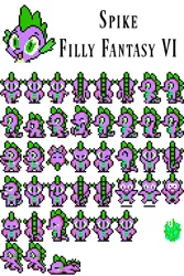 Size: 256x384 | Tagged: artist:akumath, artist:rydelfox, bust, derpibooru import, dragon, filly fantasy vi, final fantasy, final fantasy vi, pixel art, portrait, safe, spike, sprite, sprite sheet