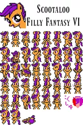 Size: 256x384 | Tagged: artist:akumath, artist:rydelfox, bust, derpibooru import, filly fantasy vi, final fantasy, final fantasy vi, pixel art, portrait, safe, scootaloo, sprite, sprite sheet