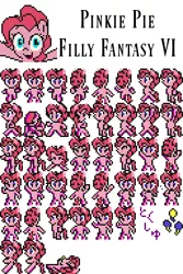 Size: 256x384 | Tagged: artist:akumath, artist:rydelfox, bust, derpibooru import, filly fantasy vi, final fantasy, final fantasy vi, pinkie pie, pixel art, portrait, safe, sprite, sprite sheet