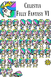 Size: 256x384 | Tagged: artist:akumath, artist:rydelfox, bust, derpibooru import, filly fantasy vi, final fantasy, final fantasy vi, pixel art, portrait, princess celestia, safe, sprite, sprite sheet