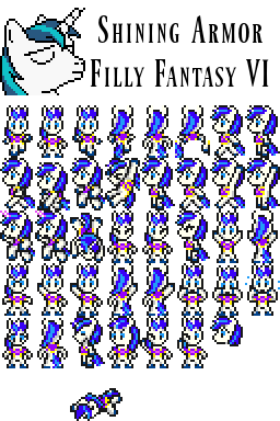 Size: 256x384 | Tagged: artist:akumath, artist:rydelfox, bust, derpibooru import, filly fantasy vi, final fantasy, final fantasy vi, pixel art, portrait, safe, shining armor, sprite, sprite sheet