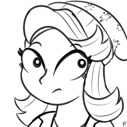 Size: 1200x1200 | Tagged: safe, artist:yakoshi, derpibooru import, starlight glimmer, equestria girls, beanie, bust, hat, monochrome, portrait, solo, wide eyes