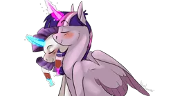 Size: 2200x1220 | Tagged: safe, artist:maxiima, derpibooru import, rarity, twilight sparkle, twilight sparkle (alicorn), alicorn, pony, unicorn, eyes closed, female, glass, lesbian, magic, rarilight, shipping, simple background, telekinesis, transparent background, wine glass