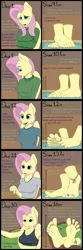 Size: 1600x4843 | Tagged: anklet, anthro, artist:nudeknightart, barefoot, big feet, breasts, comic, confident, derpibooru import, feet, fetish, fluttershy, footershy, foot expansion, foot fetish, growth, implied twilight sparkle, lip bite, shy, suggestive, teasing, toe ring, toe rings, wiggling toes