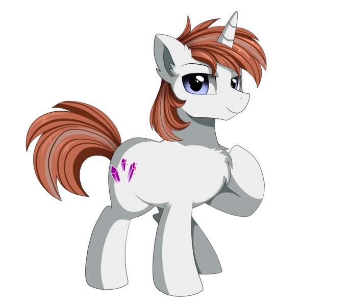 Size: 2600x2275 | Tagged: safe, artist:pridark, derpibooru import, oc, oc:diamond sword, unofficial characters only, pony, unicorn, 2019 community collab, derpibooru community collaboration, chest fluff, commission, confident, raised hoof, simple background, smiling, solo, transparent background