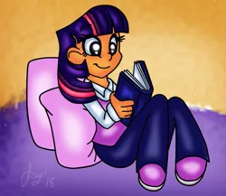 Size: 787x683 | Tagged: artist:jayfoxfire, book, derpibooru import, human, humanized, reading, safe, twilight sparkle