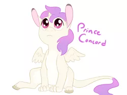 Size: 1700x1275 | Tagged: artist:9centschange, derpibooru import, hybrid, interspecies offspring, male, oc, oc:prince concord, offspring, parent:discord, parent:princess celestia, parents:dislestia, safe, simple background, solo, unofficial characters only, white background