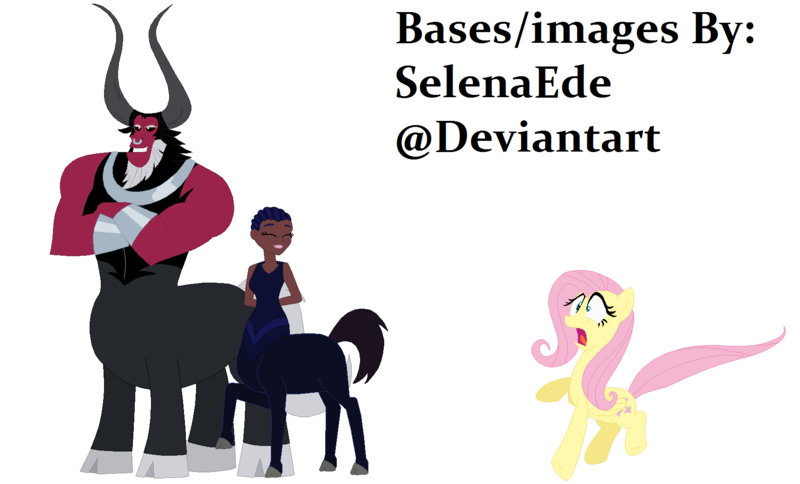 Size: 1722x1041 | Tagged: artist:selenaede, base used, centaur, crossover, derpibooru import, disney, fantasia, fear, fluttershy, friends, group, lord tirek, safe, scared, sunflower