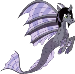 Size: 3701x3649 | Tagged: safe, artist:lightningbolt, derpibooru import, ponified, ponified:kellin quinn, hippocampus, pony, siren, shadow play, .svg available, cloven hooves, eyeliner, fangs, fins, fish tail, floating, glow, hair over one eye, horn, makeup, male, scales, simple background, sirenified, sleeping with sirens, slit eyes, smiling, solo, species swap, svg, transparent background, trap, true form, vector