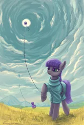 Size: 1600x2400 | Tagged: safe, artist:kovoranu, derpibooru import, maud pie, starlight glimmer, earth pony, pony, unicorn, duo, kite, solo focus, vertigo