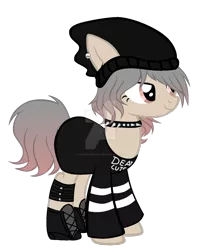 Size: 1024x1276 | Tagged: safe, artist:magicdarkart, derpibooru import, oc, unofficial characters only, pony, beanie, choker, clothes, female, hat, mare, shoes, simple background, solo, spiked choker, sweater, transparent background, watermark