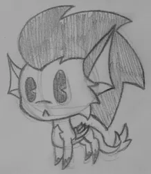 Size: 892x1024 | Tagged: artist:showtimeandcoal, black and white, chibi, cutie, derpibooru import, gargoyle, grayscale, monochrome, oc, oc:coal, pen, pencil, safe, sketch, solo, unofficial characters only