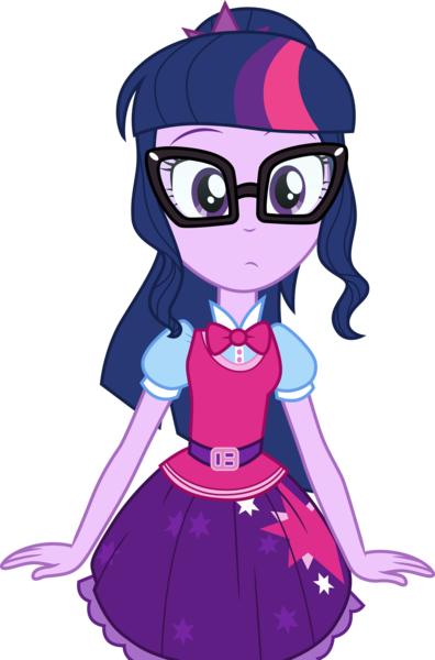 Size: 3000x4548 | Tagged: safe, artist:cloudyglow, derpibooru import, sci-twi, twilight sparkle, dance magic, equestria girls, spoiler:eqg specials, .ai available, adorkable, belt, bowtie, clothes, curious, cute, dork, female, glasses, looking at you, ponytail, simple background, skirt, solo, transparent background, twiabetes, vector