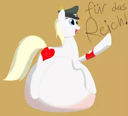 Size: 3811x3439 | Tagged: armband, artist:anonymous, aryan pony, derpibooru import, fetish, hat, heart, heil, hyper, hyper pregnancy, nazi, oc, oc:aryanne, pregnant, suggestive, unofficial characters only
