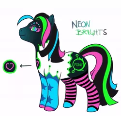Size: 699x674 | Tagged: artist:vertizontal, clothes, derpibooru import, design a my little pony contest, g3, oc, oc:neon brights, safe, socks, solo, unofficial characters only