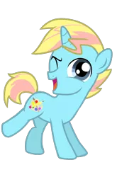 Size: 800x1214 | Tagged: safe, artist:emositecc, derpibooru import, oc, unofficial characters only, pony, unicorn, colt, foal, male, one eye closed, simple background, smiling, solo, transparent background, wink