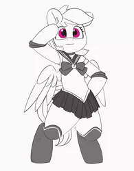 Size: 4500x5778 | Tagged: safe, artist:pabbley, derpibooru import, rainbow dash, pony, absurd resolution, bipedal, clothes, cosplay, costume, cute, dashabetes, magical girl, partial color, sailor guardian, sailor moon, sailor uniform, salute, solo