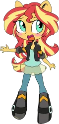 Size: 845x1768 | Tagged: safe, artist:k-nattoh, artist:kingdark0001, derpibooru import, sunset shimmer, equestria girls, art theft, blushing, chibi, clothes, cute, doll, equestria girls minis, female, jacket, leather jacket, open mouth, pants, ponied up, shimmerbetes, simple background, solo, toy, trace, transparent background